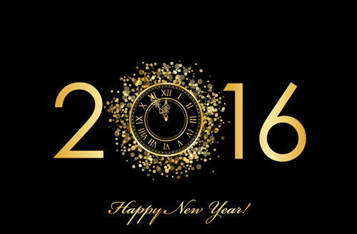 year new golden clock 2016 