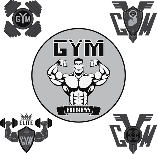 Gray with black gym labels vector 02 Gray with black gym labels vector 02