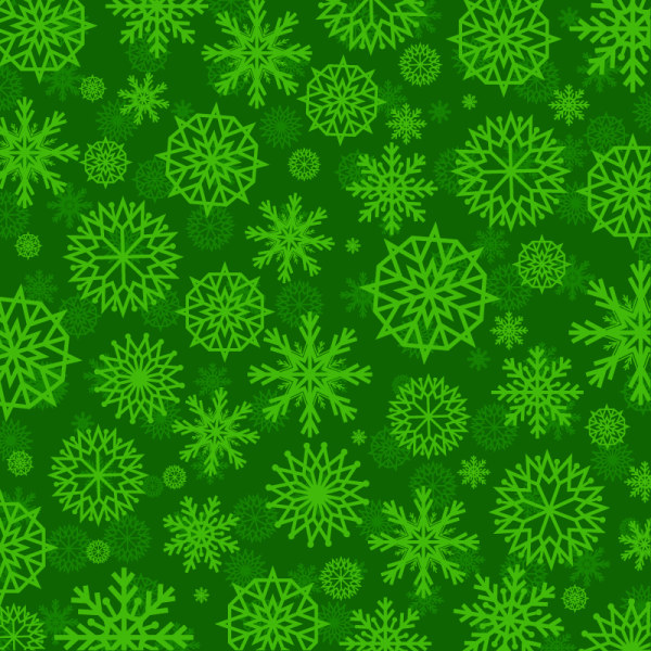 Green snowflake vector seamless pattern