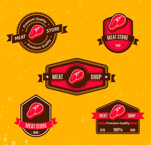 Meat store labels vector Meat store labels vector