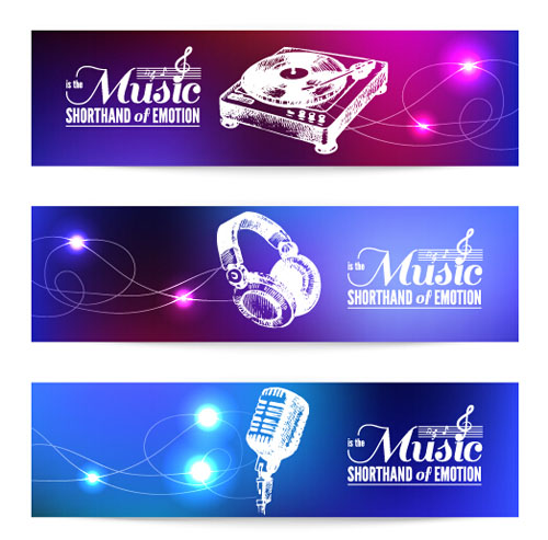 Modern music banners vector set 01 Modern music banners vector set 01