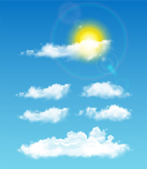 Realistic white cloud illustration vector 01 Realistic white cloud illustration vector 01