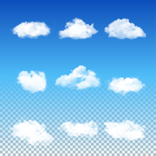 Realistic white cloud illustration vector 02 Realistic white cloud illustration vector 02
