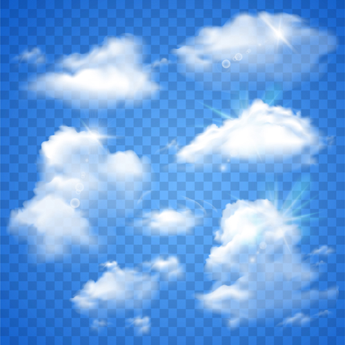 Realistic white cloud illustration vector 03 Realistic white cloud illustration vector 03