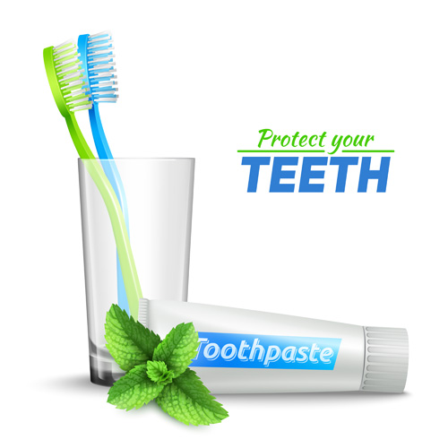 Toothpaste and toothbrush poster vector design 02 Toothpaste and toothbrush poster vector design 02