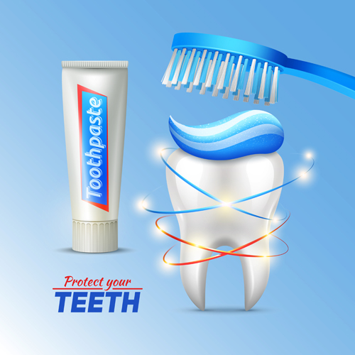 Toothpaste and toothbrush poster vector design 03 Toothpaste and toothbrush poster vector design 03