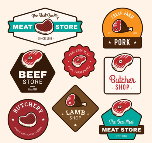 Vintage meat store labels vectors Vintage meat store labels vectors