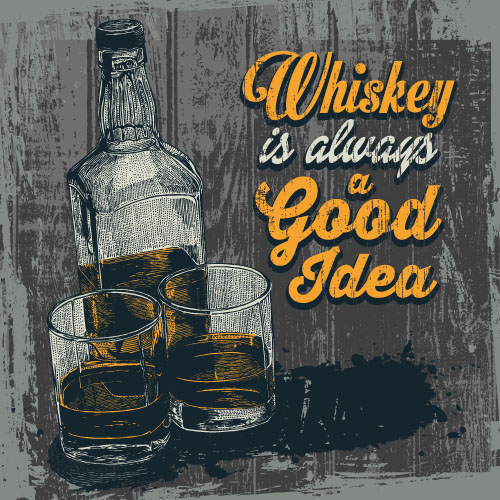 whiskey poster material hand drawn 