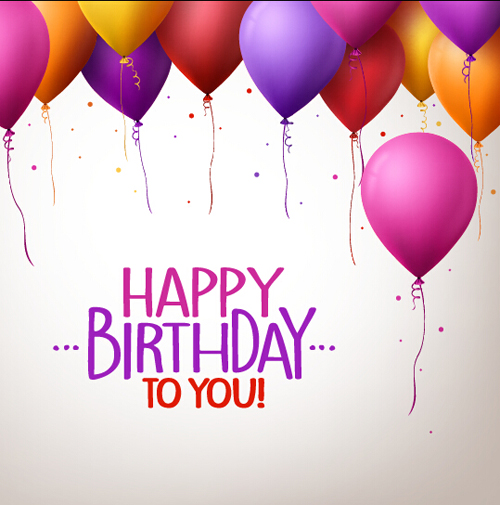 Birthday colorful balloons with white background vector 05 Birthday colorful balloons with white background vector 05