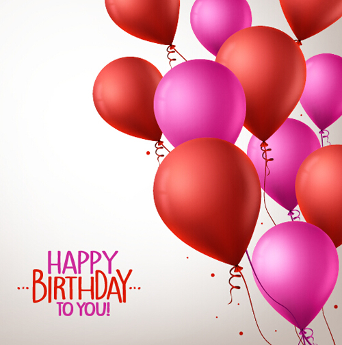 Birthday colorful balloons with white background vector 06 Birthday colorful balloons with white background vector 06