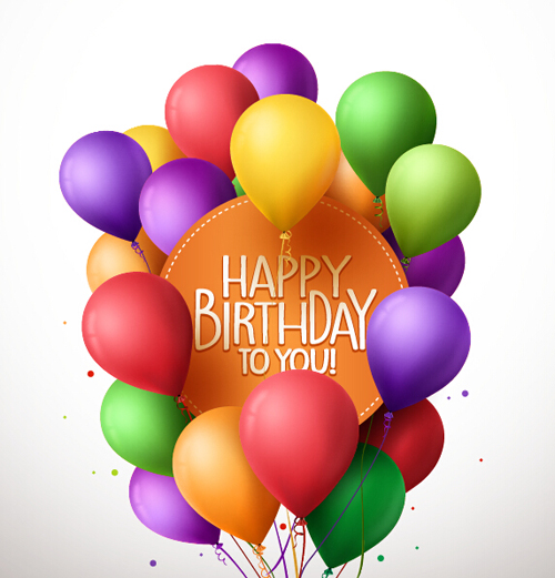 white colorful birthday balloons background 