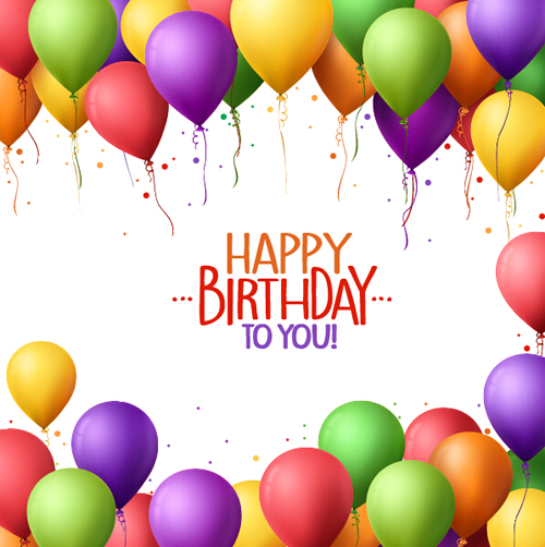 Birthday colorful balloons with white background vector 09 Birthday colorful balloons with white background vector 09