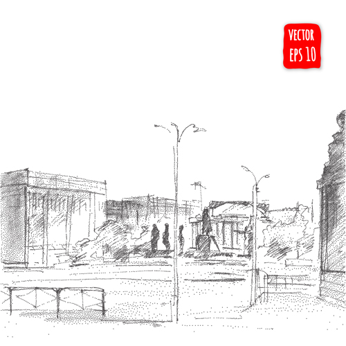 Blurs city street hand drawn vector 06 Blurs city street hand drawn vector 06