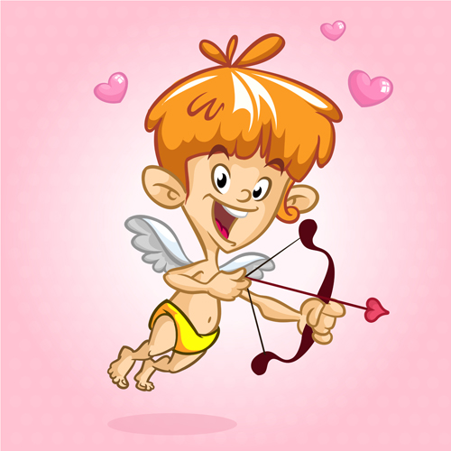 Cartoon cupid with bow vectors set 05