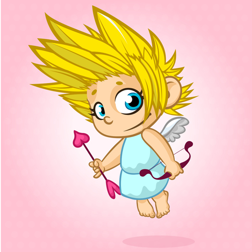 Cartoon cupid with bow vectors set 06 Cartoon cupid with bow vectors set 06