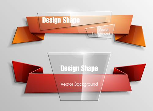 Colorful shape with glass banners vector set 18 Colorful shape with glass banners vector set 18