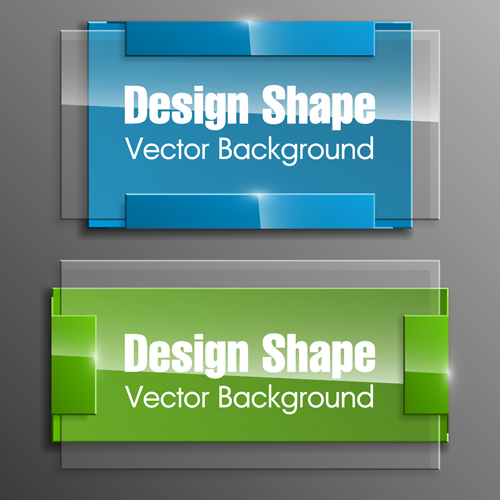 Colorful shape with glass banners vector set 24 Colorful shape with glass banners vector set 24