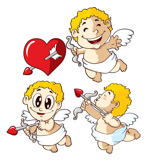 Cupid with red heart vector Cupid with red heart vector