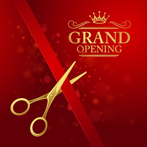 scissors opening grand golden background 