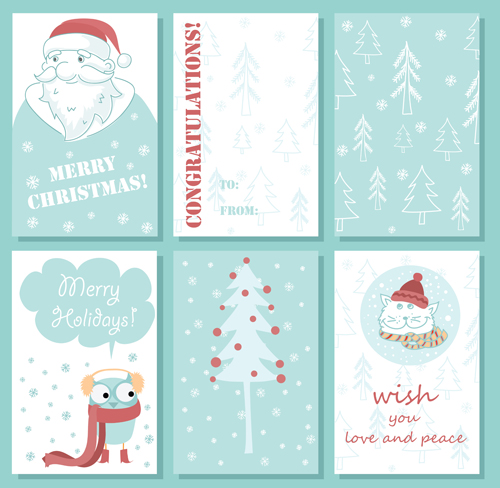 Hand drawn 2016 christmas cards vectors 01