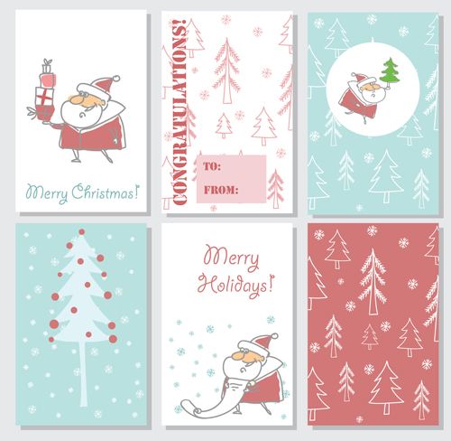 Hand drawn 2016 christmas cards vectors 03 Hand drawn 2016 christmas cards vectors 03