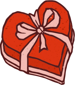 Hand drawn heart box with bow vector Hand drawn heart box with bow vector