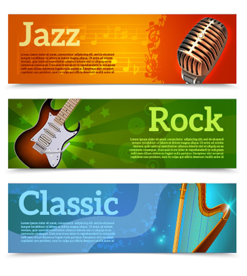 Modern music banners vector set 03 Modern music banners vector set 03
