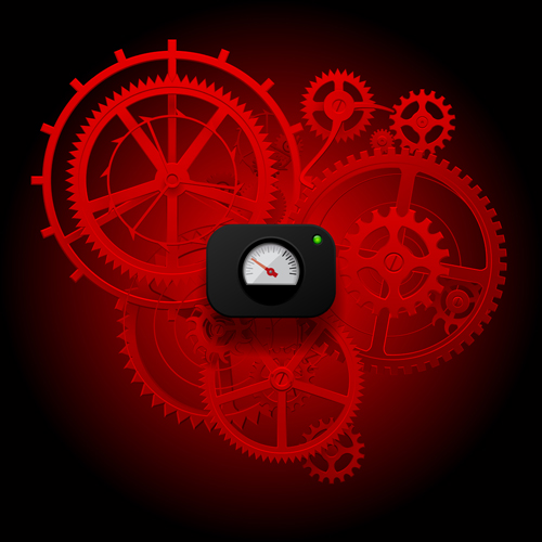 Red gear wheels with meter vector
