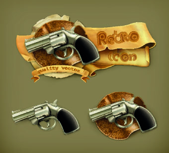 Retro elements icons vector 01