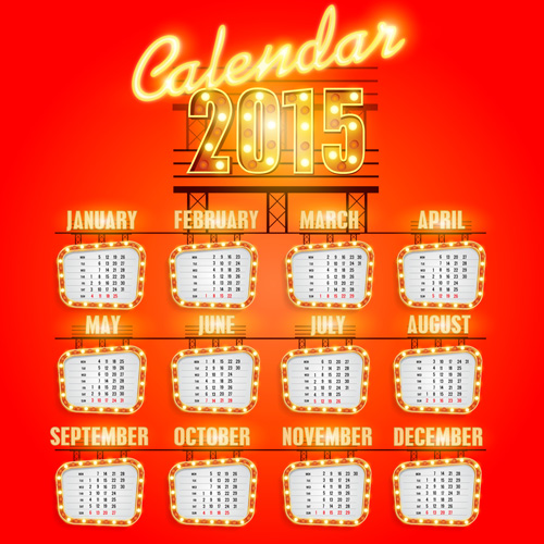 Shiny lights calendar 2015 vector Shiny lights calendar 2015 vector