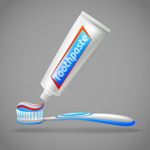 Toothpaste and toothbrush poster vector design 01 Toothpaste and toothbrush poster vector design 01
