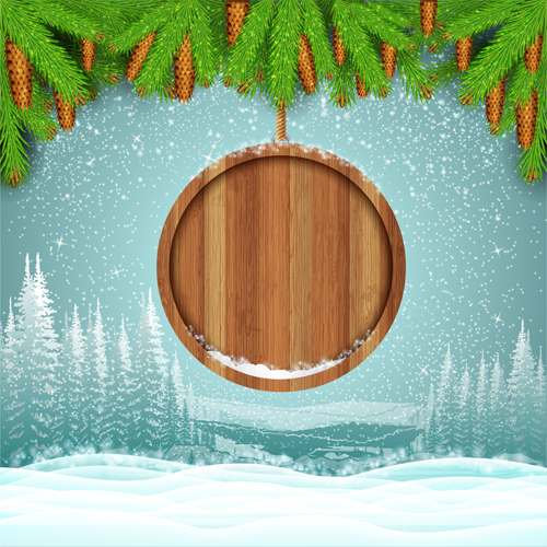 Wood barrel with christmas background design vector 10 Wood barrel with christmas background design vector 10