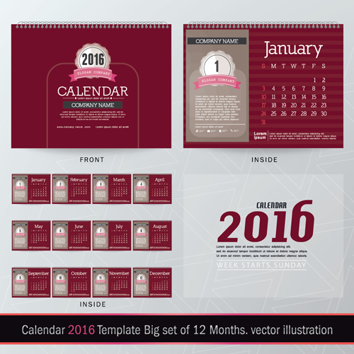 2016 New year desk calendar vector material 48 2016 New year desk calendar vector material 48