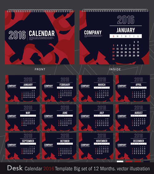 2016 New year desk calendar vector material 50 2016 New year desk calendar vector material 50