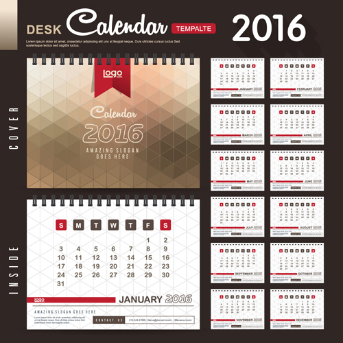 2016 New year desk calendar vector material 51 2016 New year desk calendar vector material 51