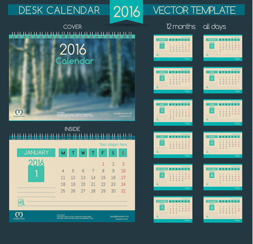 2016 New year desk calendar vector material 53 2016 New year desk calendar vector material 53