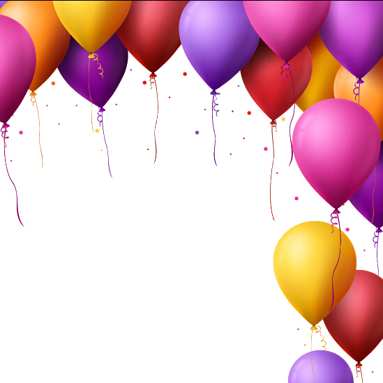 Birthday colorful balloons with white background vector 01