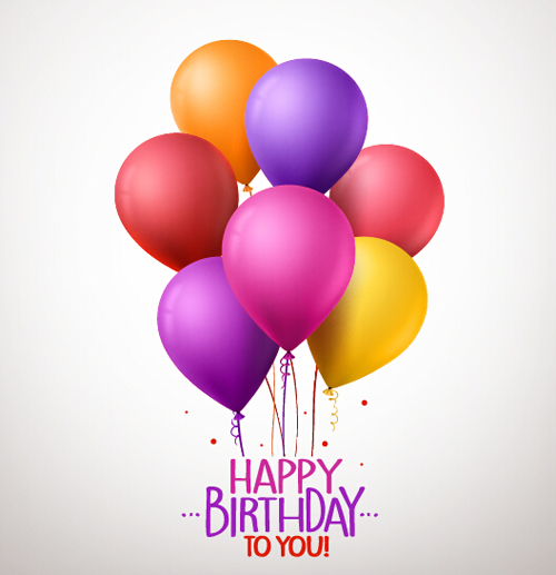 Birthday colorful balloons with white background vector 03 Birthday colorful balloons with white background vector 03