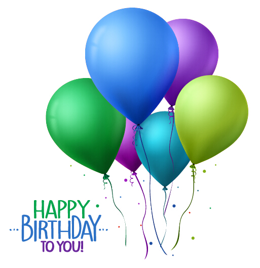 Birthday colorful balloons with white background vector 04
