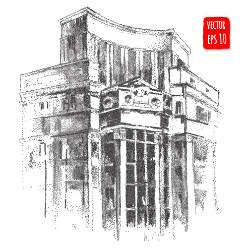 Blurs city street hand drawn vector 05