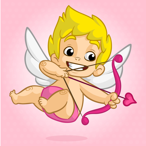Cartoon cupid with bow vectors set 01 Cartoon cupid with bow vectors set 01