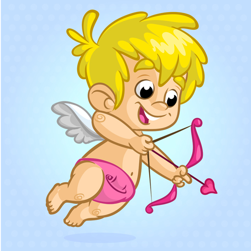 Cartoon cupid with bow vectors set 02 Cartoon cupid with bow vectors set 02