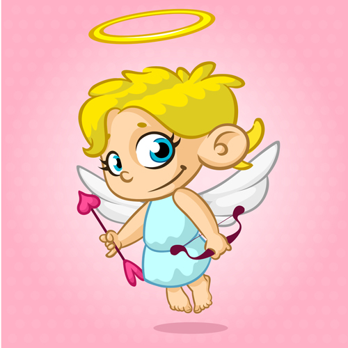 Cartoon cupid with bow vectors set 08