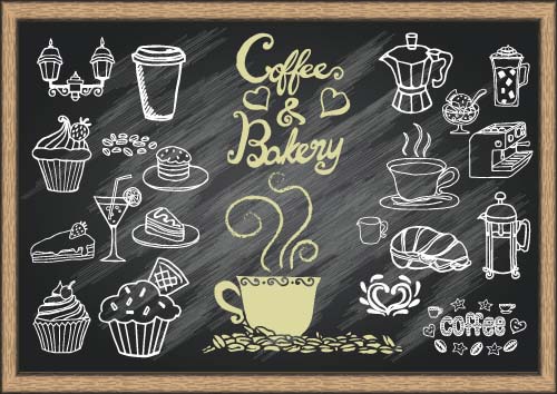 Chalked bakery with coffee design vector Chalked bakery with coffee design vector