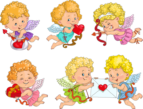 Cute cupid baby vector set Cute cupid baby vector set