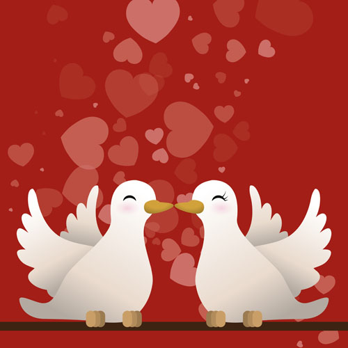 valentines pigeons day cute card 