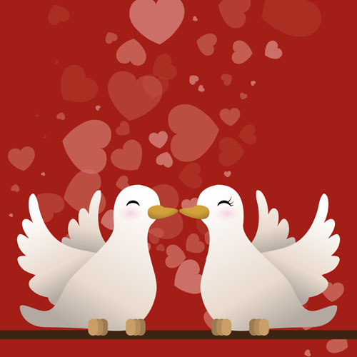 Cute pigeons with valentines Day card vector Cute pigeons with valentines Day card vector