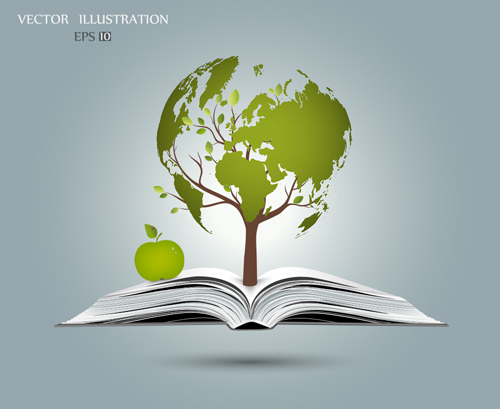 Ecology with book concepts template vector 07 Ecology with book concepts template vector 07