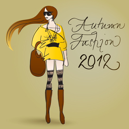 Fashion shopping girls vector background 03 Fashion shopping girls vector background 03