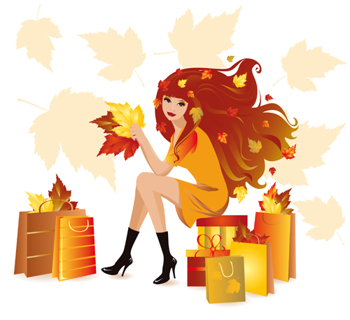 Fashion shopping girls vector background 05 Fashion shopping girls vector background 05